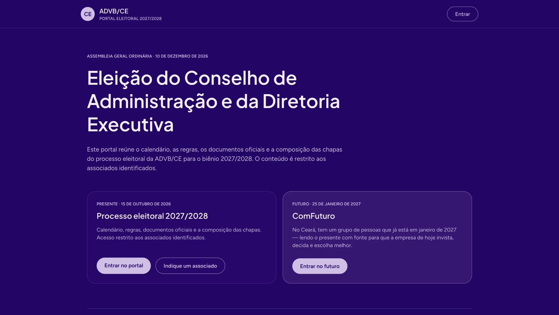Tela inicial do app Portal Eleitoral ADVB/CE